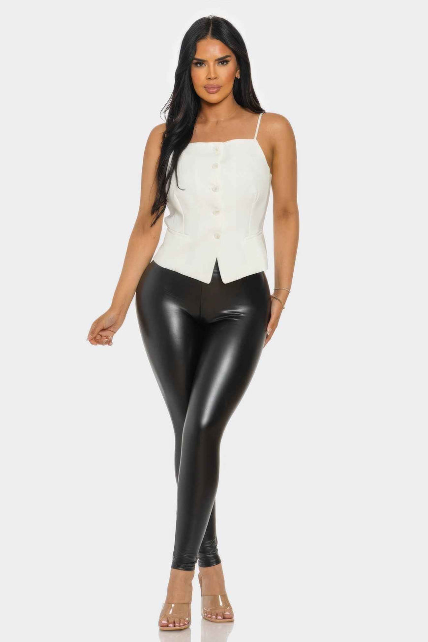 Ivory Chic Button-up Corset Top