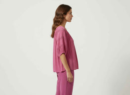 Unique Spectrum Solid Short Sleeve Blouse