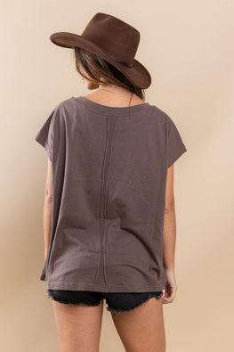 Ces Femme Fringe Detail Round Neck Short Sleeve Top - TopFashionHQ
