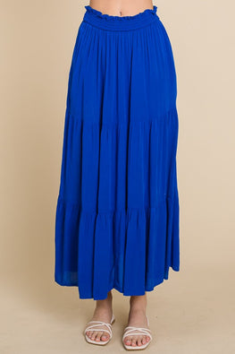 Culture Code Full Size Frill Ruched Midi Skirt - TopFashionHQ