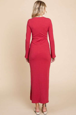 Culture Code Full Size Round Neck Bodycon Bell Maxi Dress - TopFashionHQ