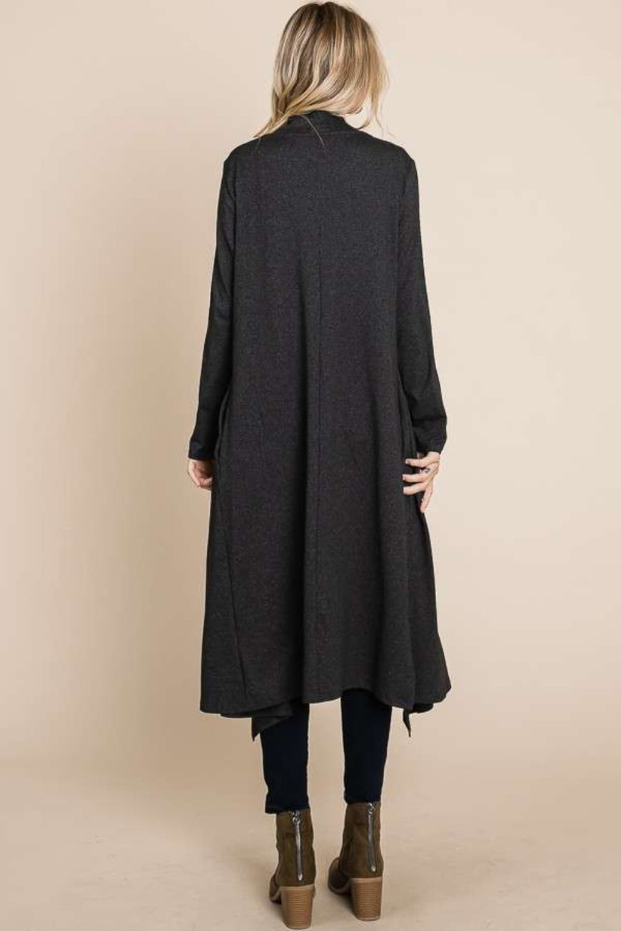 Culture Code Open Front Longline Cover Up with Pockets - TopFashionHQ