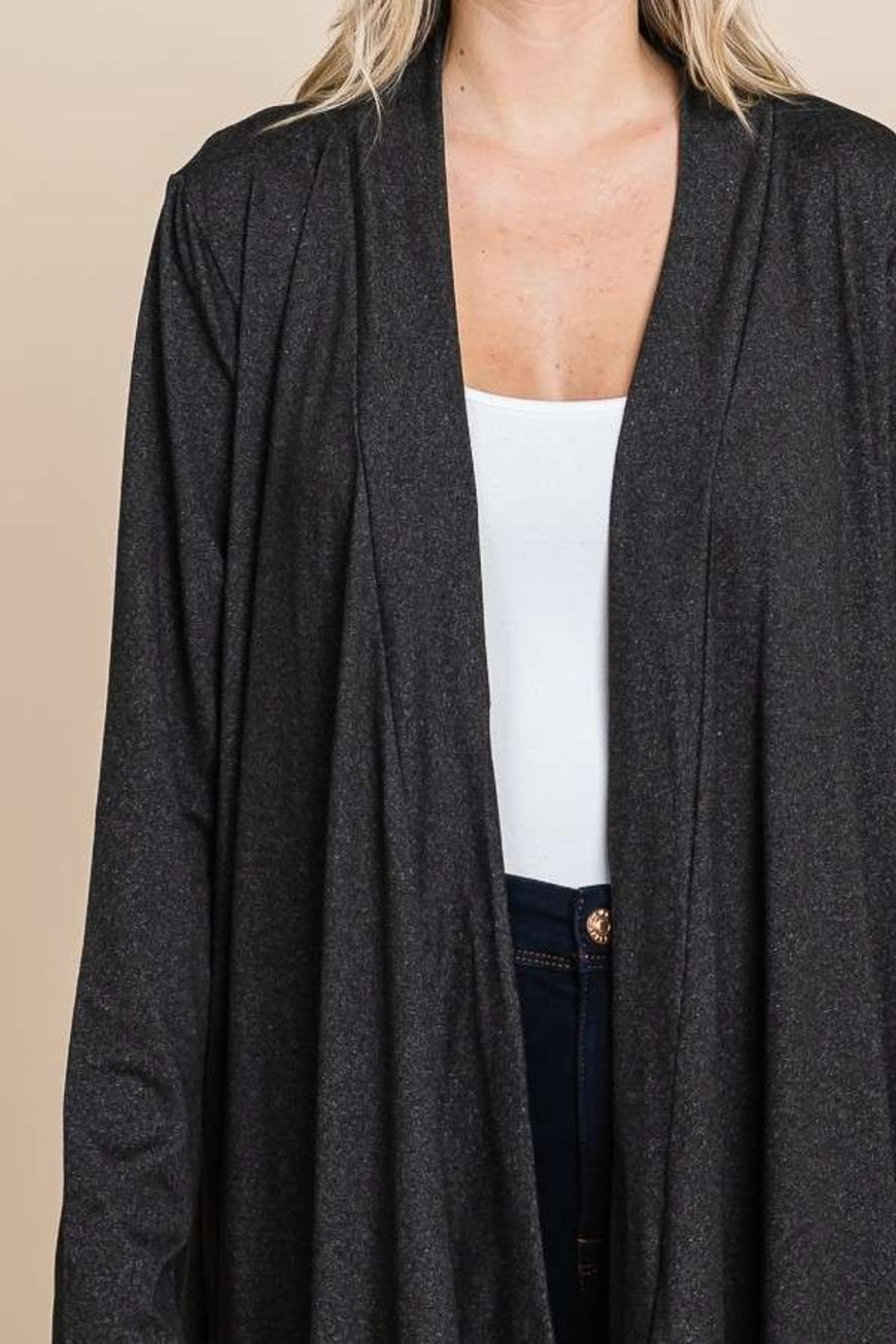 Culture Code Open Front Longline Cover Up with Pockets - TopFashionHQ