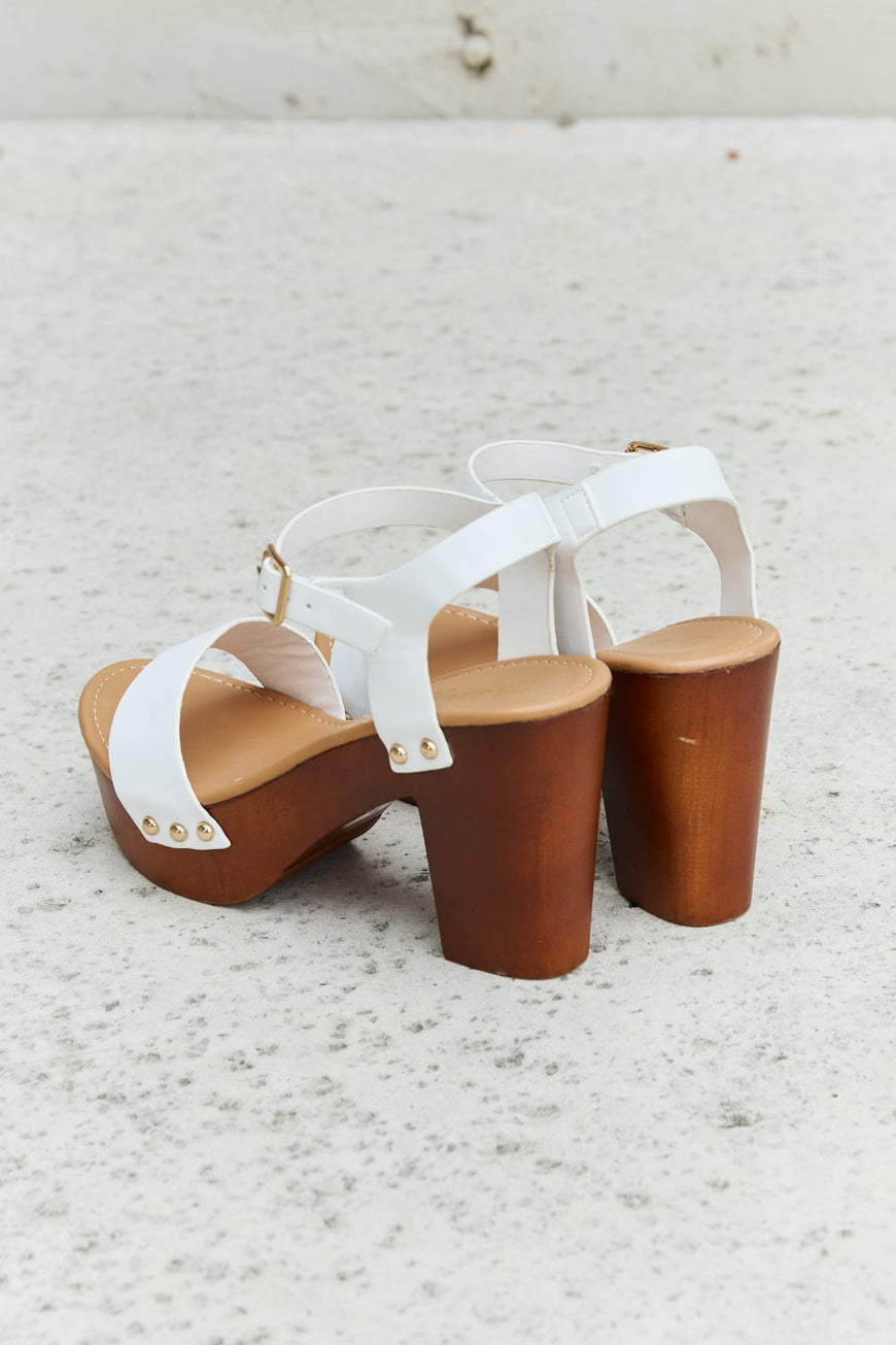 DDK Time After Time Wooden Platform Strap Heels - TopFashionHQ