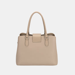 David Jones PU Leather Twist-Lock Tote Bag - TopFashionHQ