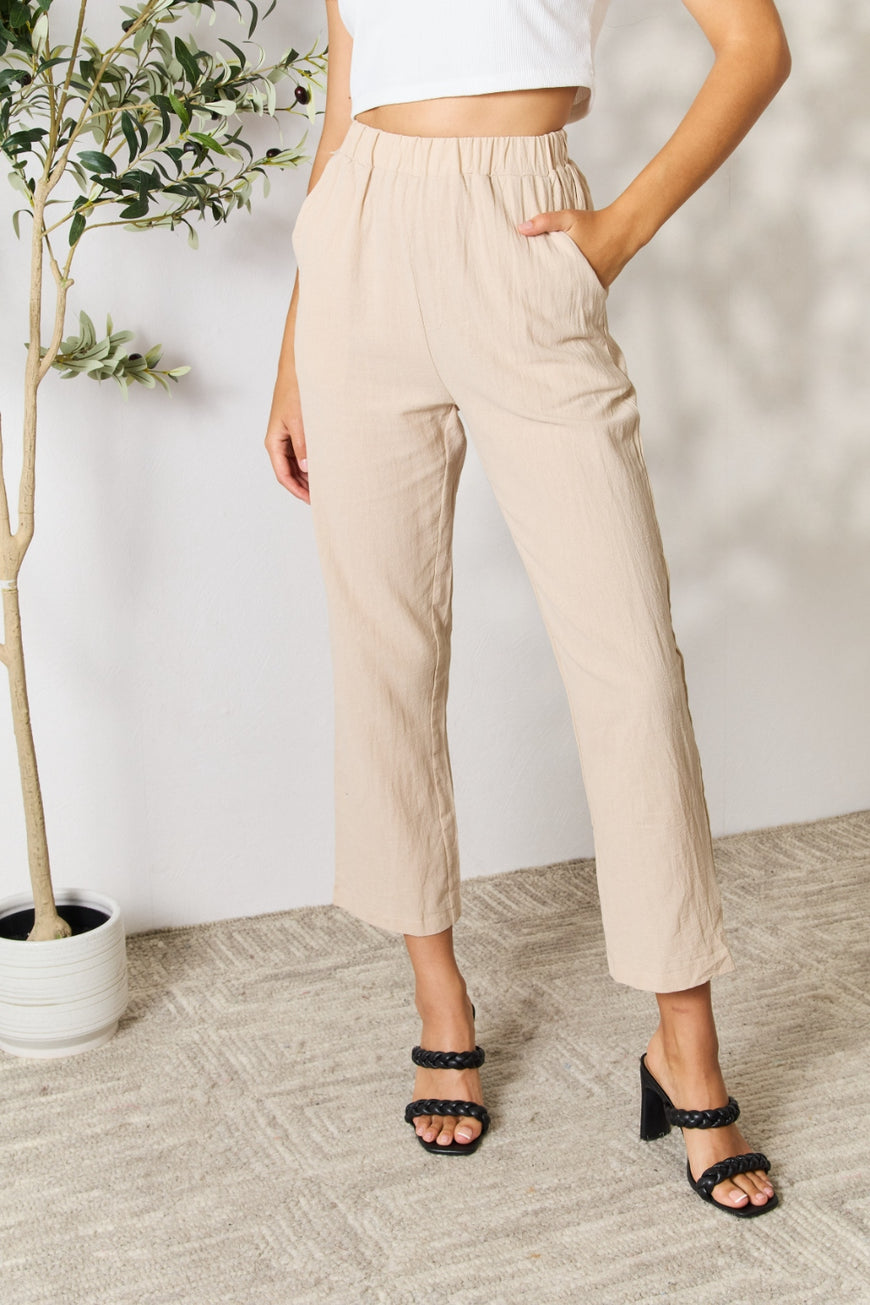 Double Take Pull-On Pants with Pockets - TopFashionHQ