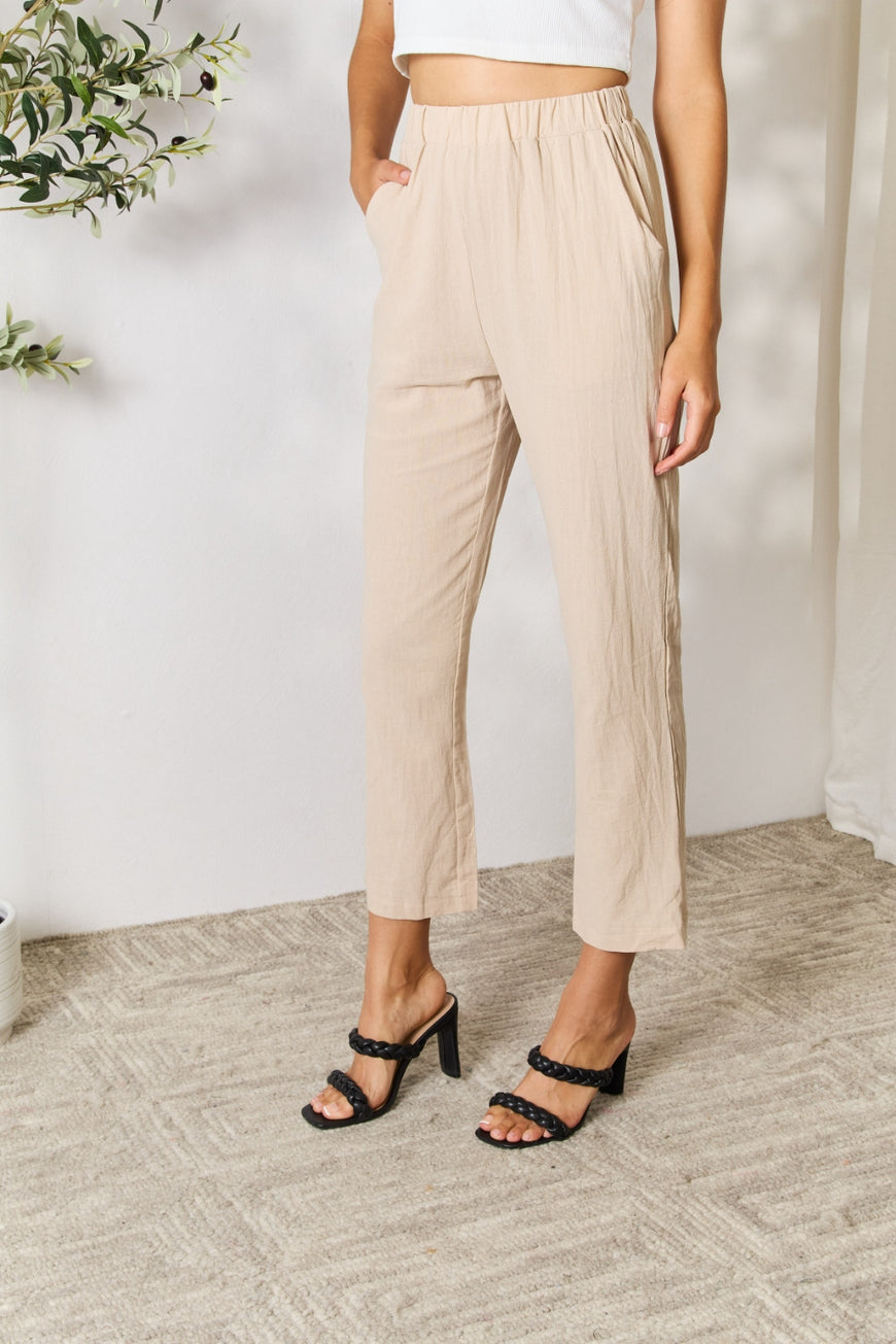 Double Take Pull-On Pants with Pockets - TopFashionHQ