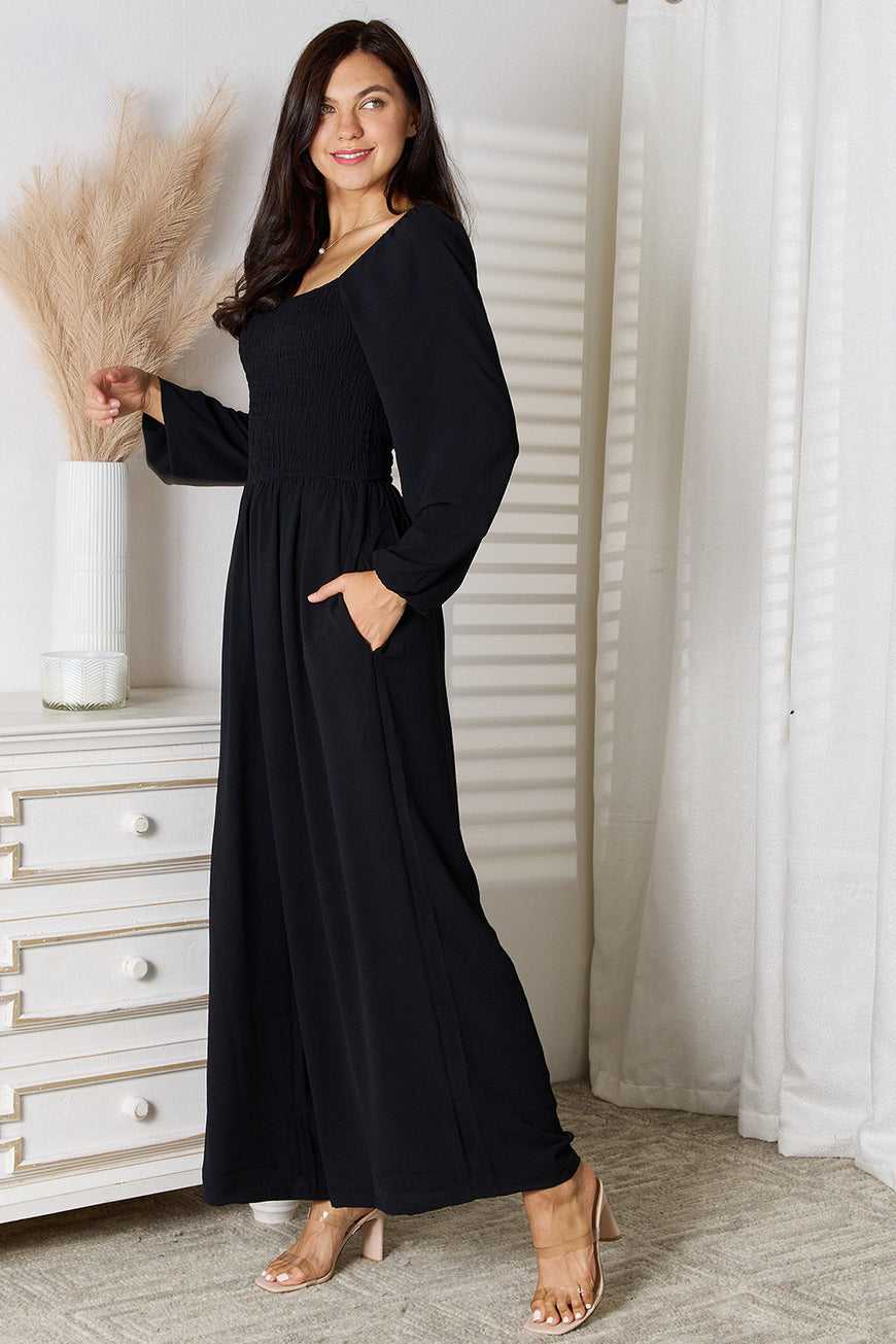 Double Take Square Neck Jumpsuit with Pockets - TopFashionHQ