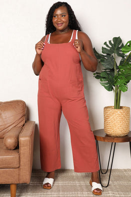 Double Take Wide Leg Overalls with Front Pockets - TopFashionHQ