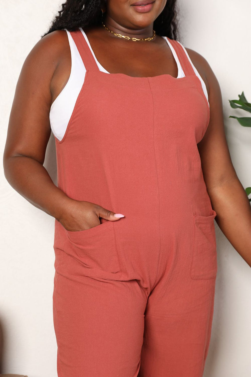 Double Take Wide Leg Overalls with Front Pockets - TopFashionHQ
