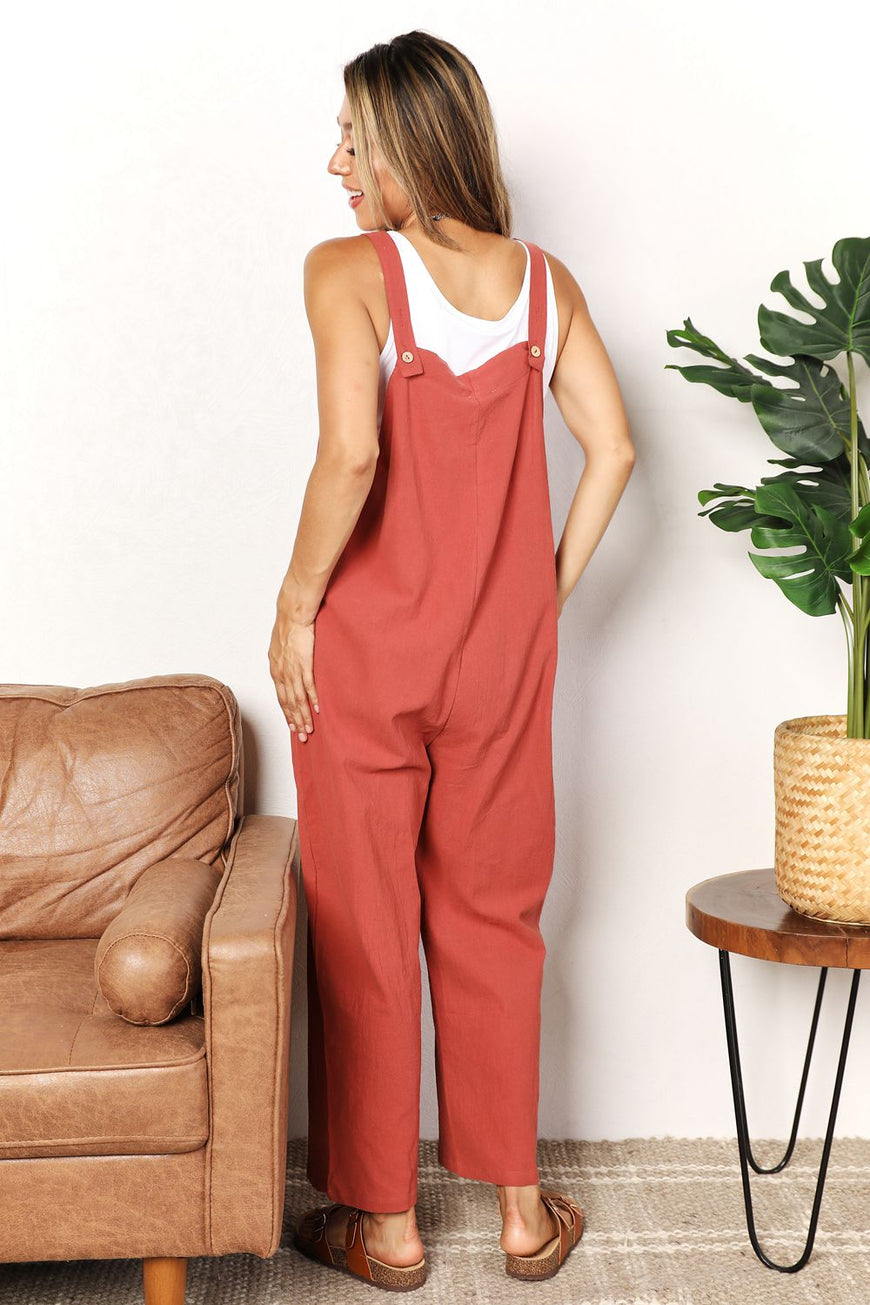 Double Take Wide Leg Overalls with Front Pockets - TopFashionHQ