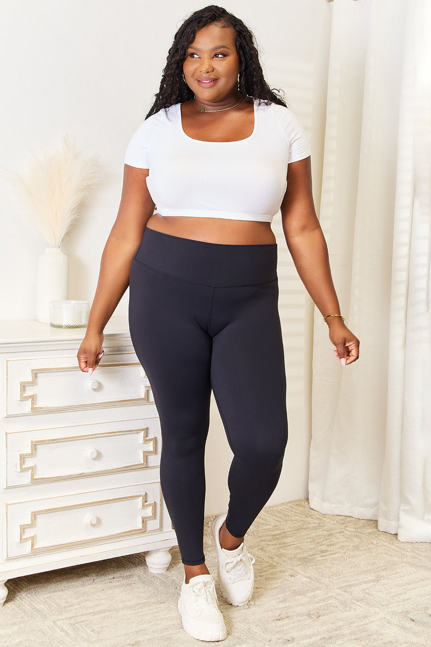 Double Take Wide Waistband Sports Leggings - TopFashionHQ