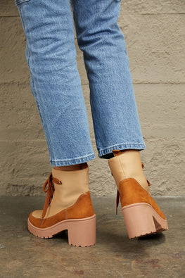 East Lion Corp Lace Up Lug Booties - TopFashionHQ