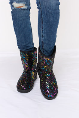 Forever Link Sequin Thermal Flat Boots - TopFashionHQ