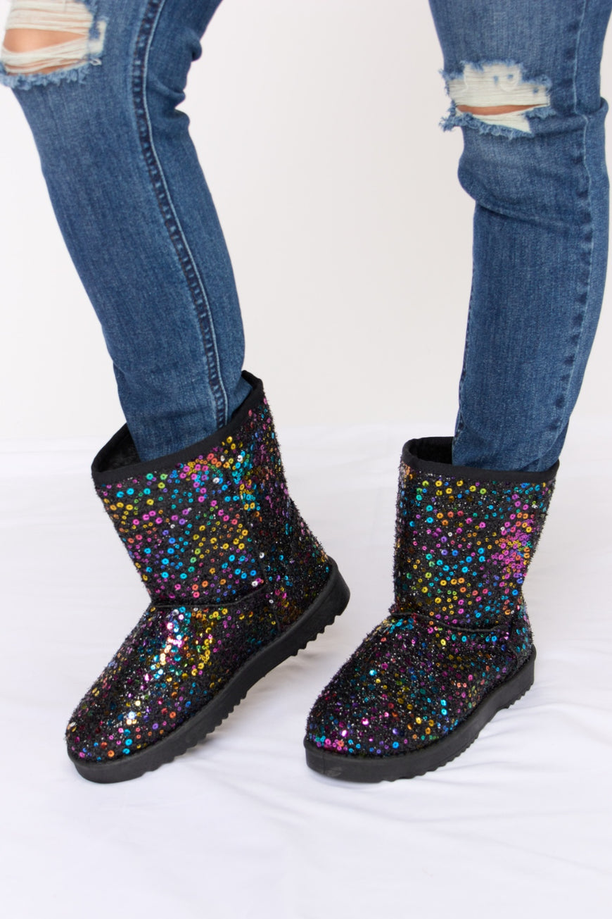 Forever Link Sequin Thermal Flat Boots - TopFashionHQ