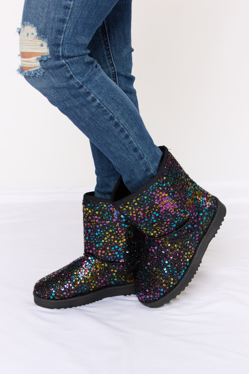 Forever Link Sequin Thermal Flat Boots - TopFashionHQ