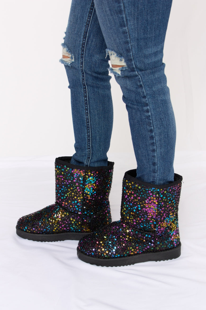 Forever Link Sequin Thermal Flat Boots - TopFashionHQ