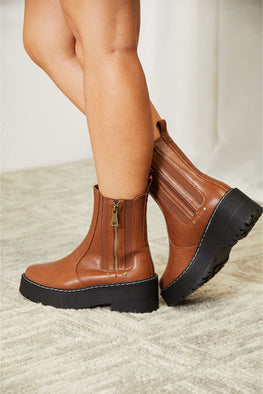 Forever Link Side Zip Platform Boots - TopFashionHQ