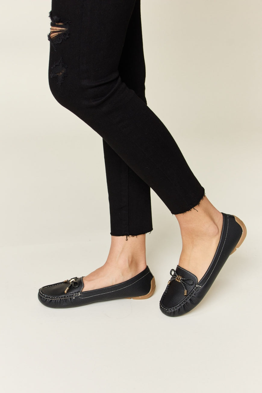 Forever Link Slip On Bow Flats Loafers - TopFashionHQ