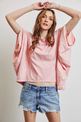 HEYSON Full Size Garment-Dyed Boat Neck Oversized Top - TopFashionHQ