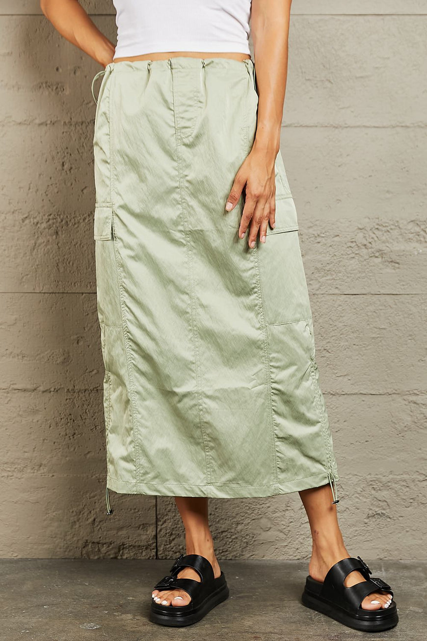 HYFVE Just In Time High Waisted Cargo Midi Skirt - TopFashionHQ