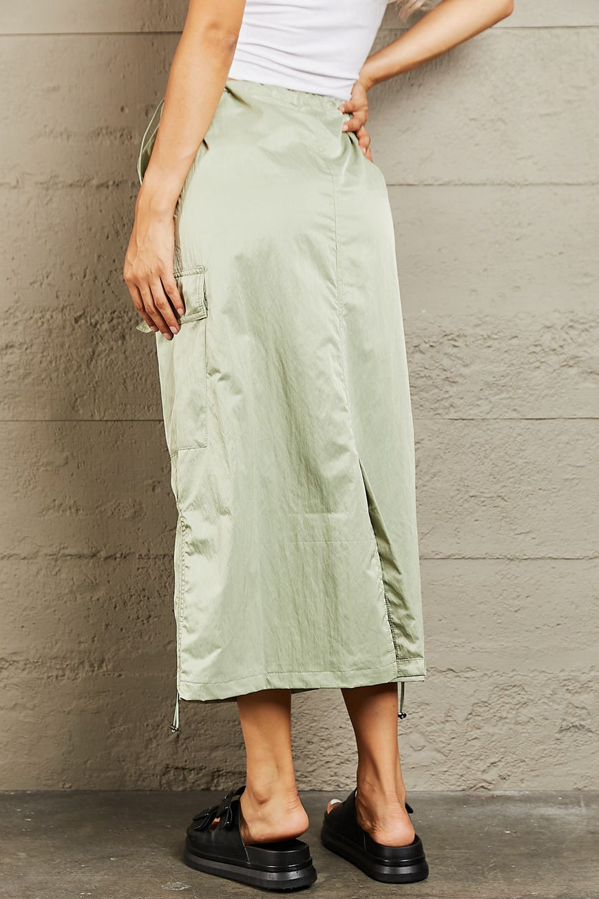 HYFVE Just In Time High Waisted Cargo Midi Skirt - TopFashionHQ