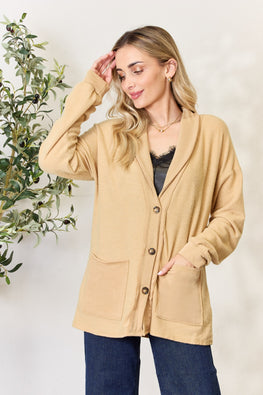 Heimish Full Size Button Up Long Sleeve Cardigan - TopFashionHQ