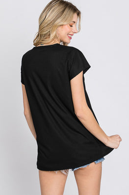 Heimish Full Size Front Button V-Neck Short Sleeve T-Shirt - TopFashionHQ