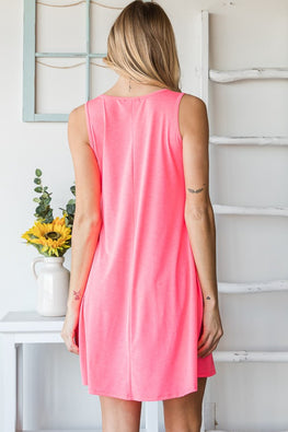 Heimish Full Size V-Neck Mini Tank Dress with Pockets - TopFashionHQ