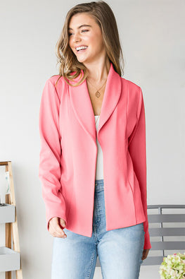 Heimish Open Front Long Sleeve Blazer - TopFashionHQ