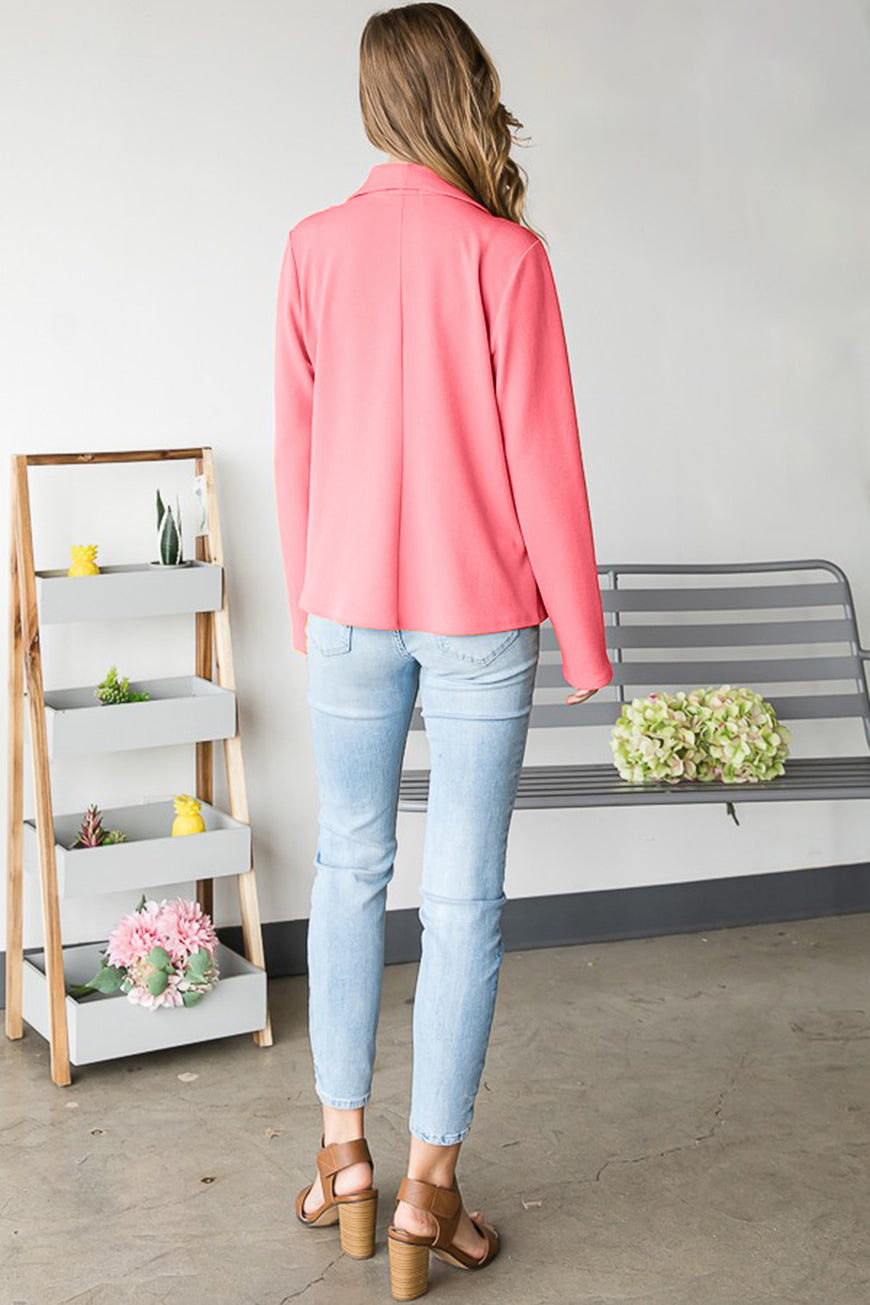 Heimish Open Front Long Sleeve Blazer - TopFashionHQ