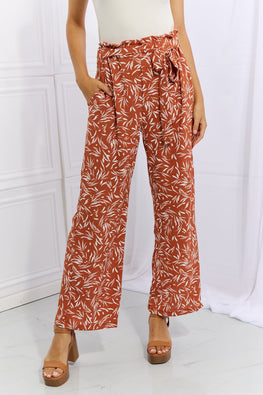 Heimish Right Angle Full Size Geometric Printed Pants in Red Orange - TopFashionHQ