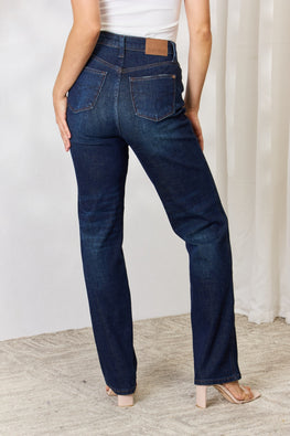 Judy Blue Full Size Button-Fly Straight Jeans - TopFashionHQ