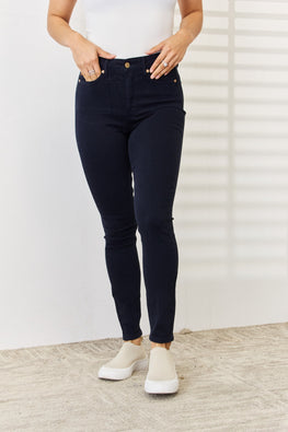 Judy Blue Full Size Garment Dyed Tummy Control Skinny Jeans - TopFashionHQ