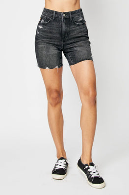 Judy Blue Full Size High Waist Tummy Control Denim Shorts - TopFashionHQ