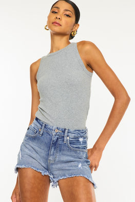 Kancan Distressed Raw Hem Denim Shorts - TopFashionHQ