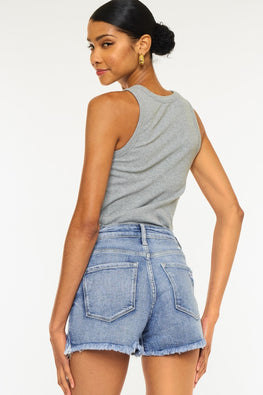 Kancan Distressed Raw Hem Denim Shorts - TopFashionHQ