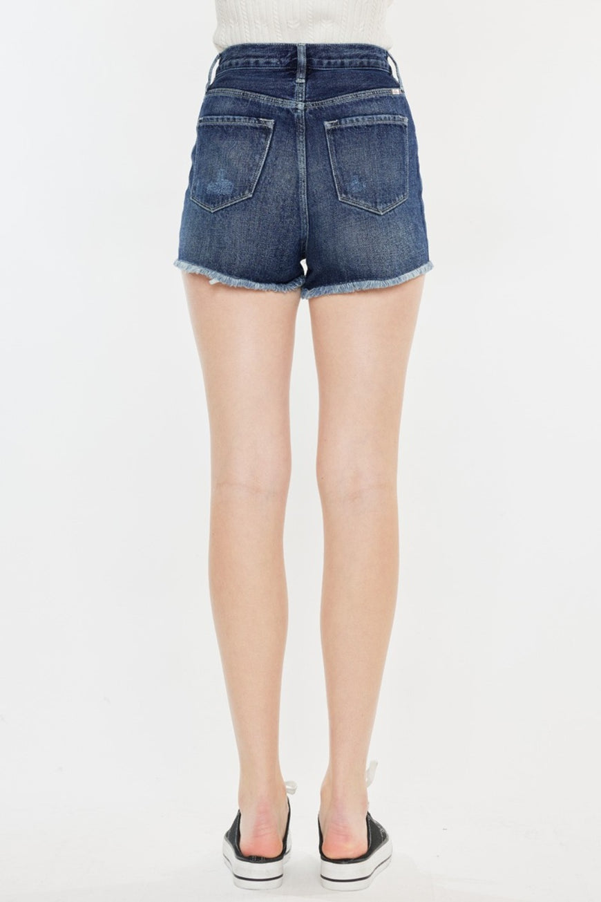 Kancan Raw Hem Button Fly Denim Shorts - TopFashionHQ
