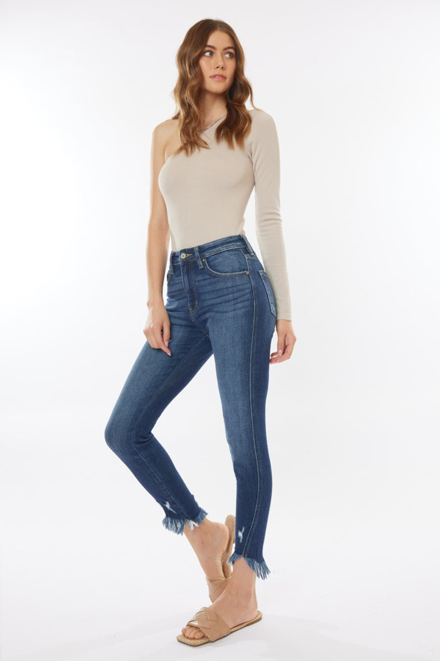 Kancan Raw Hem High Waist Cropped Jeans - TopFashionHQ