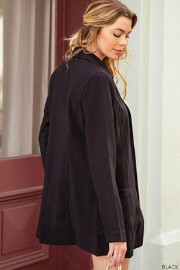 Kori America Open Front Long Sleeve Blazer - TopFashionHQ