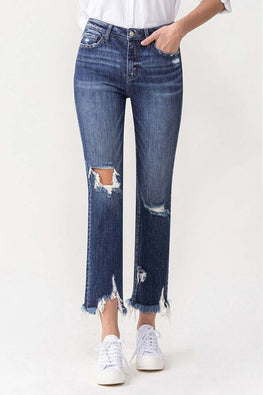 Lovervet Jackie Full Size High Rise Crop Straight Leg Jeans - TopFashionHQ