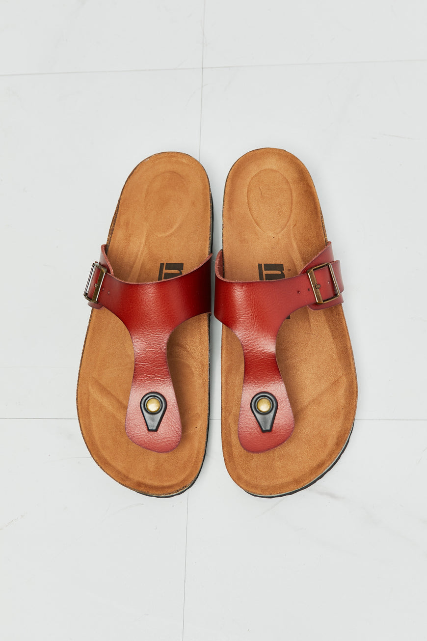 MMShoes Drift Away T-Strap Flip-Flop in Red - TopFashionHQ