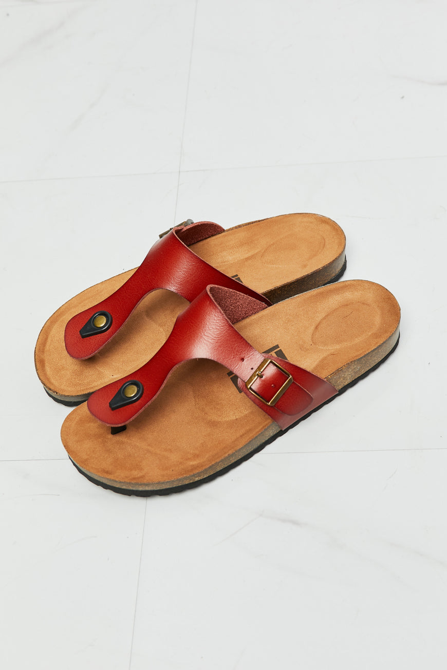 MMShoes Drift Away T-Strap Flip-Flop in Red - TopFashionHQ