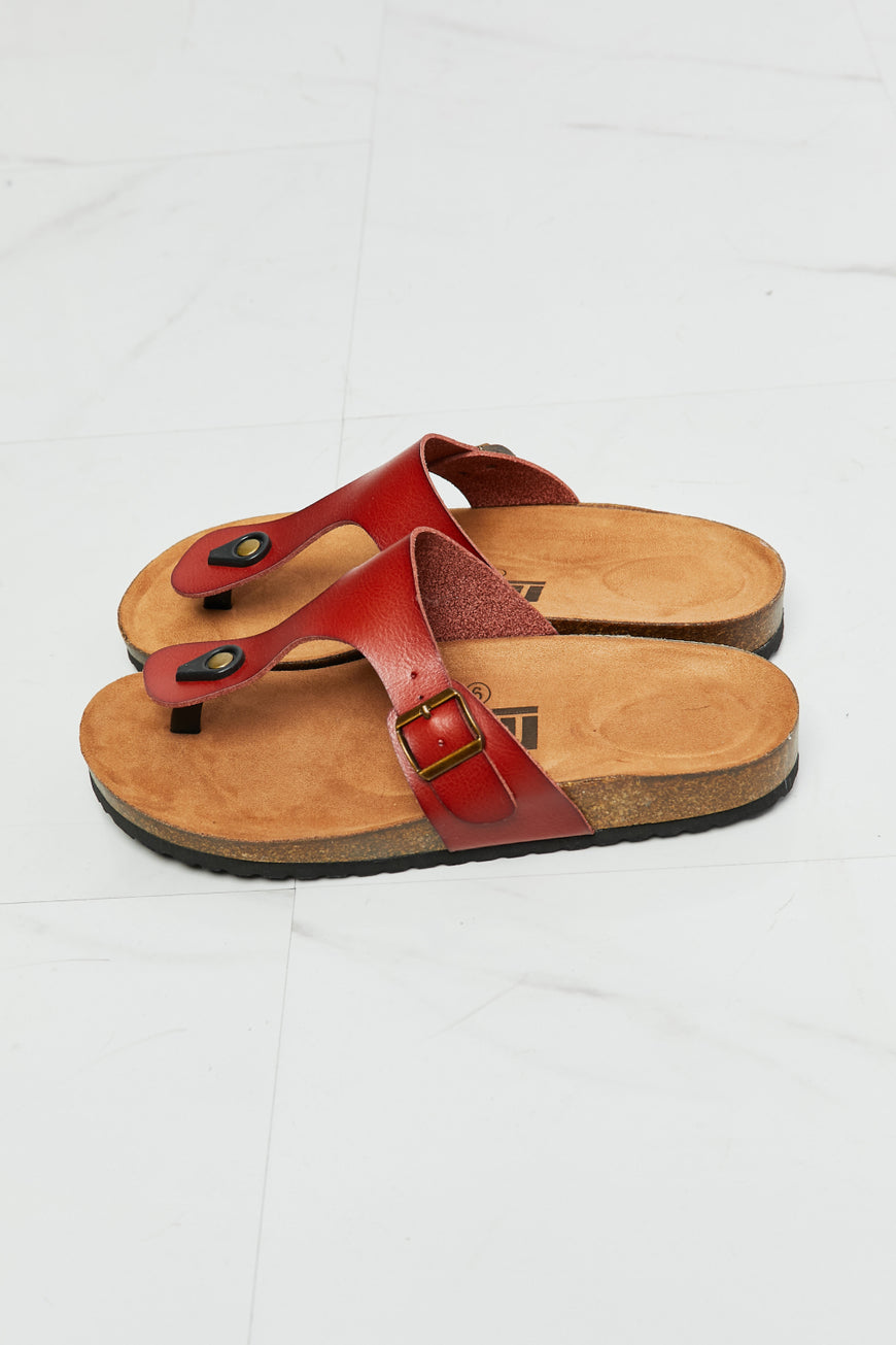 MMShoes Drift Away T-Strap Flip-Flop in Red - TopFashionHQ