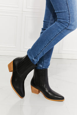 MMShoes Love the Journey Stacked Heel Chelsea Boot in Black - TopFashionHQ