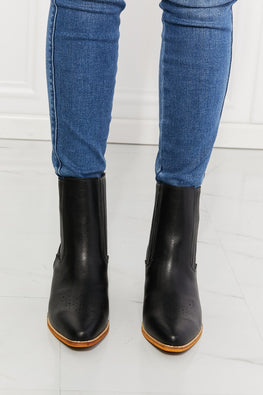 MMShoes Love the Journey Stacked Heel Chelsea Boot in Black - TopFashionHQ