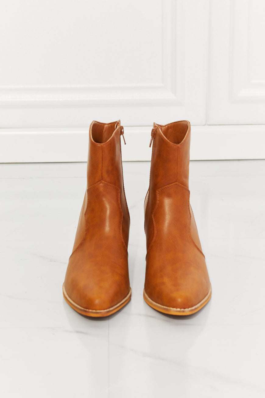 MMShoes Watertower Town Faux Leather Western Ankle Boots in Ochre - TopFashionHQ