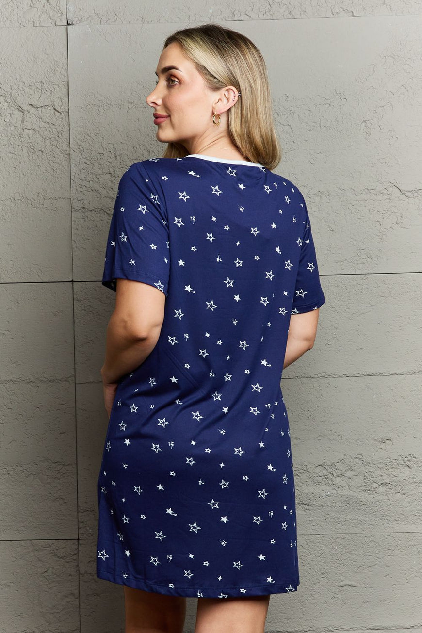 MOON NITE Quilted Quivers Button Down Sleepwear Dress - TopFashionHQ