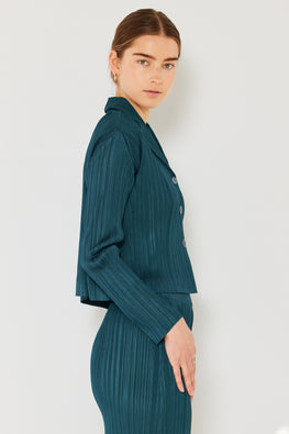 Marina West Swim Pleated Cropped Button Up Shirt - TopFashionHQ