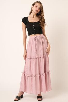 Mittoshop Drawstring High Waist Frill Skirt - TopFashionHQ